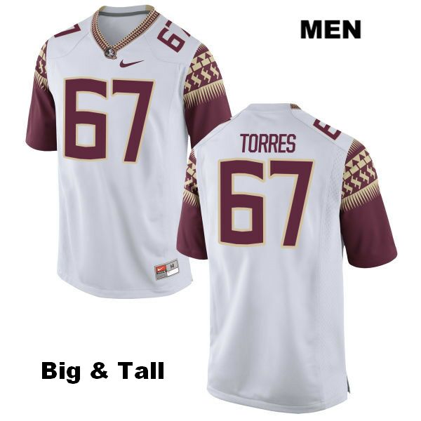 Men's NCAA Nike Florida State Seminoles #67 Adam Torres College Big & Tall White Stitched Authentic Football Jersey PXQ1269MA